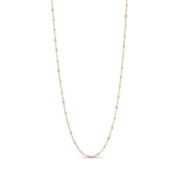 Lola Tropical halskæde fra Enamel Copenhagen i 18 karat forgyldt sølv med farvede emaljekugler, 38–42 cm.
